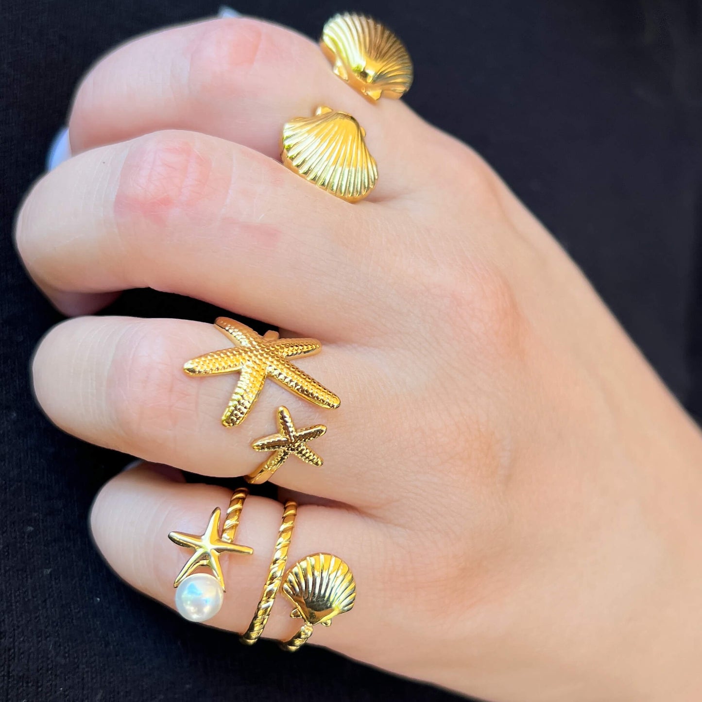 Twin Starfish Ring