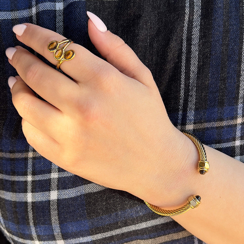 Triple Brown Tiger eye Ring