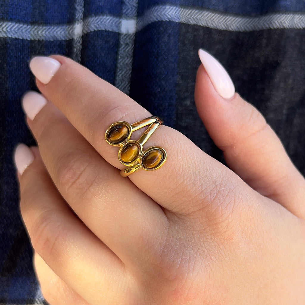 Triple Brown Tiger eye Ring